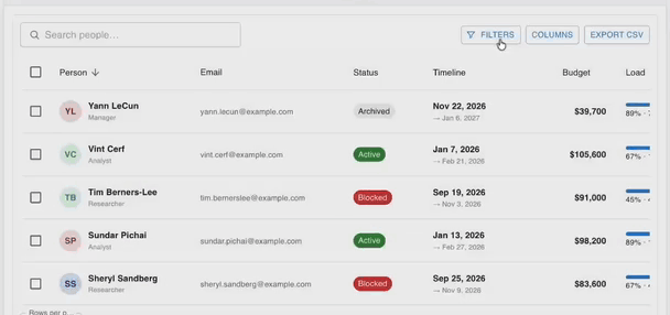 mui Column management